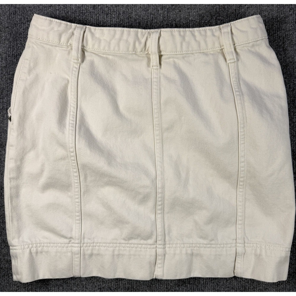 Lauren Ralph Lauren Ivory Denim Skirt Womens 6 Button Front 100% Cotton Midi - Picture 10 of 11